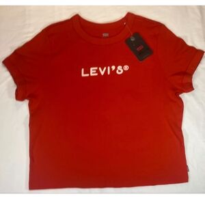 Levi's Shirt Women's Plus Size 2X Red Cropped Jordie T-Shirt 2X Logo